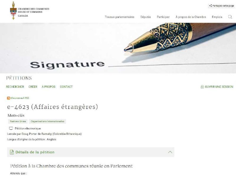 Pétition e-4623, Affaires étrangères, OMS, ONU
