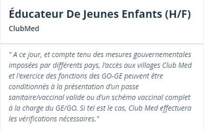 En 2024, on te parle encore de passe sanitaire et de schéma vaccinal complet?!<br /><br />https://www.meteojob.com/candidat/offres/offre-d-emploi-educateur-de-jeunes-enfants-h-f-ain-aisne-allier-alpes-maritimes-alpes-de-haute-provence-ardennes-ardeche-ariege-aube-aude-aveyron-bas-rhin-bouches-du-rho-28029188<br /><br />Dallet Thierry:<br /><br />Boycotte total de toutes les entreprises qui conditionnent leur emploi avec des conditions d'accès quelqu'il soit.