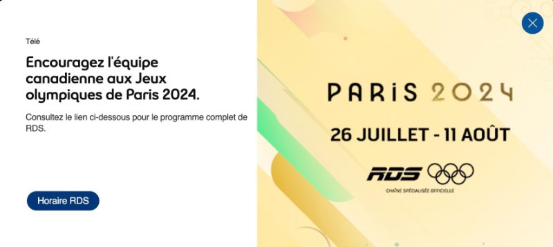 Quelle honte de la part de Bell et de RDS de demeurer associés aux "Jeux de la Honte" de Paris 2024... même après la sortie des scandales des hommes qui boxent avec des femmes à la boxe féminine et l'affront aux Chrétiens du monde entier, dès la cérémonie d'ouverture.<br /><br />Bell devrait avoir honte de son association avec les Olympiques et non les encourager.<br /><br />Un gros "Fail" au plan des communications parce que cette pub apparaît en surgissement pour quiconque accède à son compte, en ligne (le 5 août 2024).