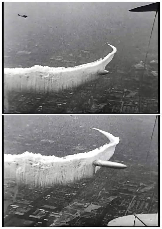 Lors d'une série d'exercices militaires menés par la Luftwaffe en 1940, un objet volant non identifié aurait été capturé en passant par un écran de fumée dense utilisé pour la simulation du champ de bataille. Ces images, une fois classées, ont refait surface et suscité un regain d'intérêt parmi les chercheurs des OVNI et les historiens. Selon ceux qui connaissent les archives, les photos faisaient partie d'un dossier militaire allemand secret et montrent un objet en forme de disque naviguant au-dessus de la zone d'exercice - clairement visible malgré la fumée obscurcissante.<br />Ce qui rend ces photos particulièrement intrigantes, c'est le contexte historique. Au début des années 1940, la technologie était loin d'être assez avancée pour expliquer un tel métier. Les jets n'en étaient qu'à des stades expérimentaux, et les drones, tels que nous les connaissons aujourd'hui.<br /><br />La précision et la vitesse avec lesquelles l'objet se déplaçait - ainsi que sa résistance apparente aux turbulences causées par les explosions et les engins lourds - ont laissé les officiers de la Luftwaffe déconcertés à l'époque.<br />Beaucoup pensent maintenant que c'est une preuve précoce que des véhicules aériens avancés, peut-être d'origine extraterrestre, suivaient les développements militaires humains même à l'époque. Fait important, les experts ont vérifié que la photographie est authentique et non générée par l'intelligence artificielle. Que ce soit un projet secret ou quelque chose au-delà de la Terre, cela soulève des questions fascinantes qui restent sans réponse.<br /><br />Source: https://www.facebook.com/groups/209928308499177/?multi_permalinks=679946641497339&amp;hoisted_section_header_type=recently_seen