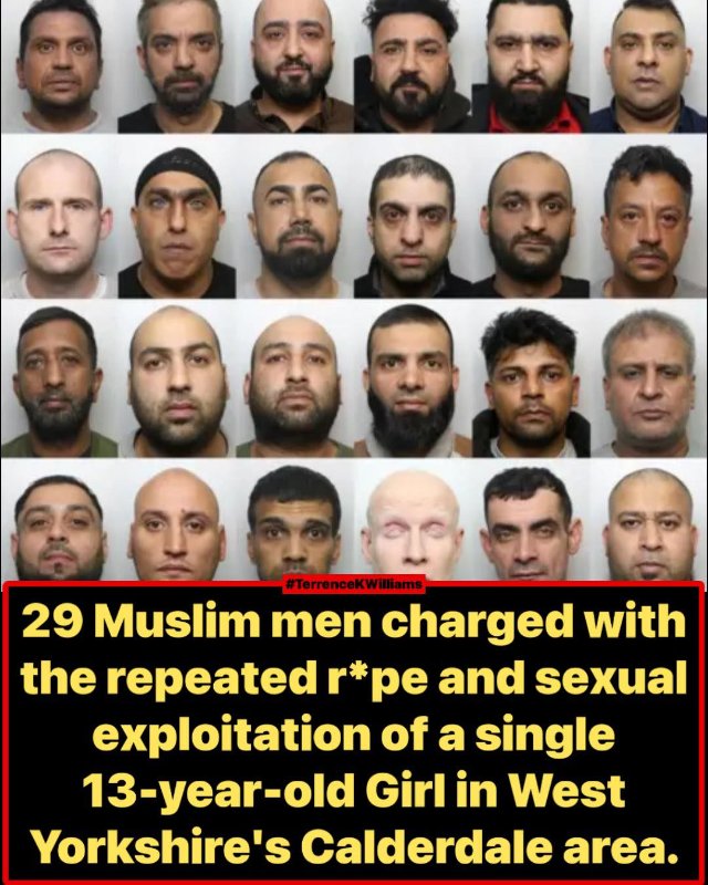 L’image accompagnant le post montre une grille de 29 portraits d’hommes, souvent présentée sur les réseaux sociaux dans le cadre de cette affaire.