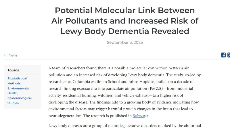 Source: https://www.publichealth.columbia.edu/news/potential-molecular-link-between-air-pollutants-increased-risk-lewy-body-dementia-revealed<br /><br />Référence: https://www.science.org/doi/10.1126/science.adu4132