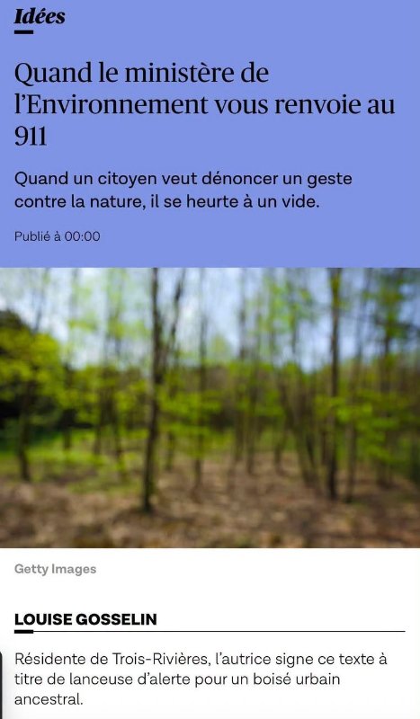 Référence: https://www.ledevoir.com/opinion/idees/994565/quand-ministere-environnement-vous-renvoie-911