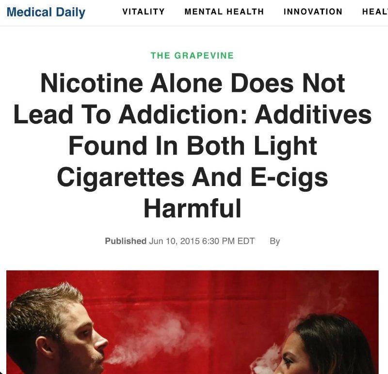 Source: https://www.medicaldaily.com/nicotine-alone-does-not-lead-addiction-additives-found-both-light-cigarettes-and-e-337470