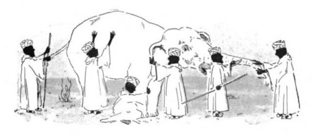Les aveugles et l’éléphant : la simplification excessive dissimule une image plus large. Mais contrairement aux aveugles de la parabole, les demi-vérités dites pendant le Covid sont racontées par ceux dont les yeux sont grands ouverts à tout le mensonge mais veulent vous empêcher de voir l’éléphant entier.