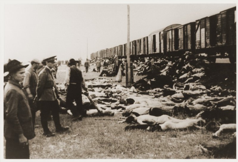 Lors de la déportation de ceux qui avaient survécu au pogrom de Iasi vers Calarasi ou Podul Iloaei, les Roumains arrêtent un train pour jeter les cadavres de ceux qui sont morts en route. Roumanie, juillet 1941.