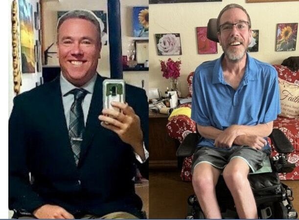 Douglas Howey avant et après la sclérose latérale amyotrophique, Douglas a perdu plus de 100 livres entre les deux photos (Avec l'aimable autorisation de Linda Howey)