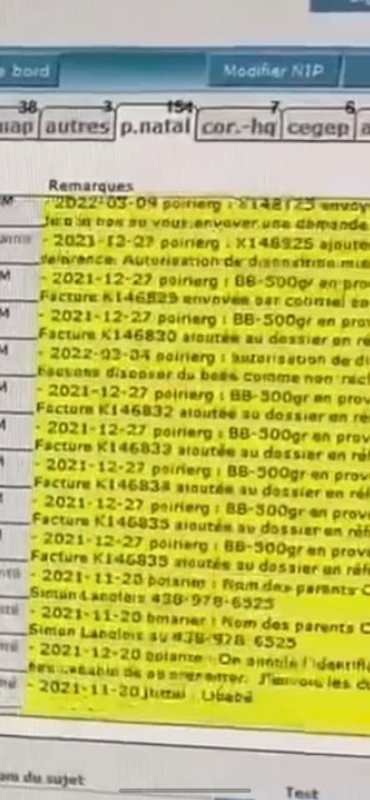 Il y aurait un travail d'investigation à faire mais des dossiers semblent dater de 2021 alors c'est difficile de dire à quoi font référence les 154 morts de bébés auxquelles fait référence l'auteur de cette vidéo-alerte.